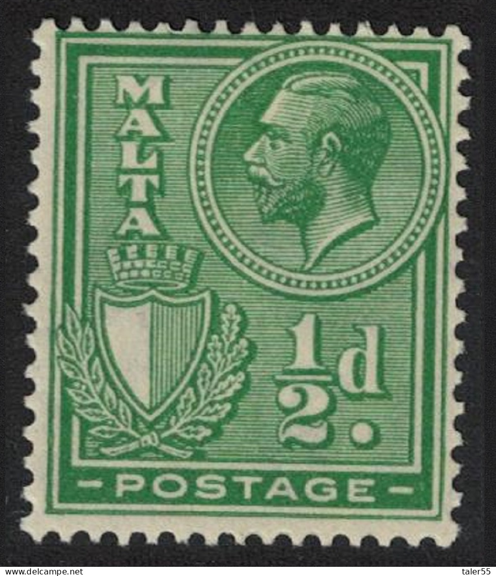 Malta George V ½d. - Green 1926 MH SG#158 - Malta (...-1964)