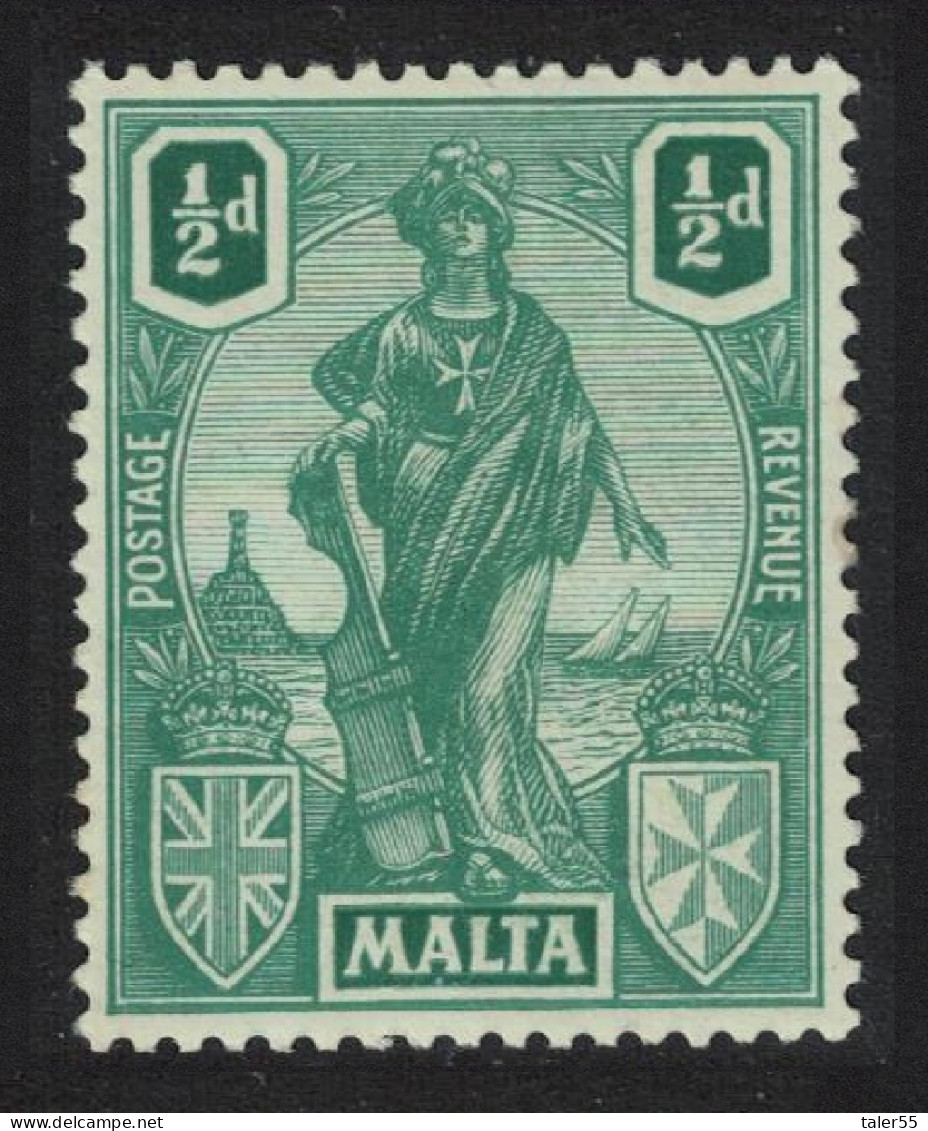 Malta Allegory ½d. - Green 1922 MNH SG#124 - Malte (...-1964)
