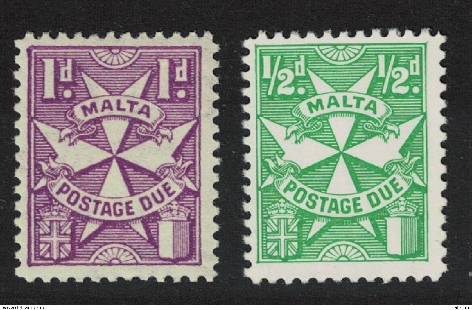 Malta Postage Due 2v Unchecked 1925 Mixed - Malta (...-1964)