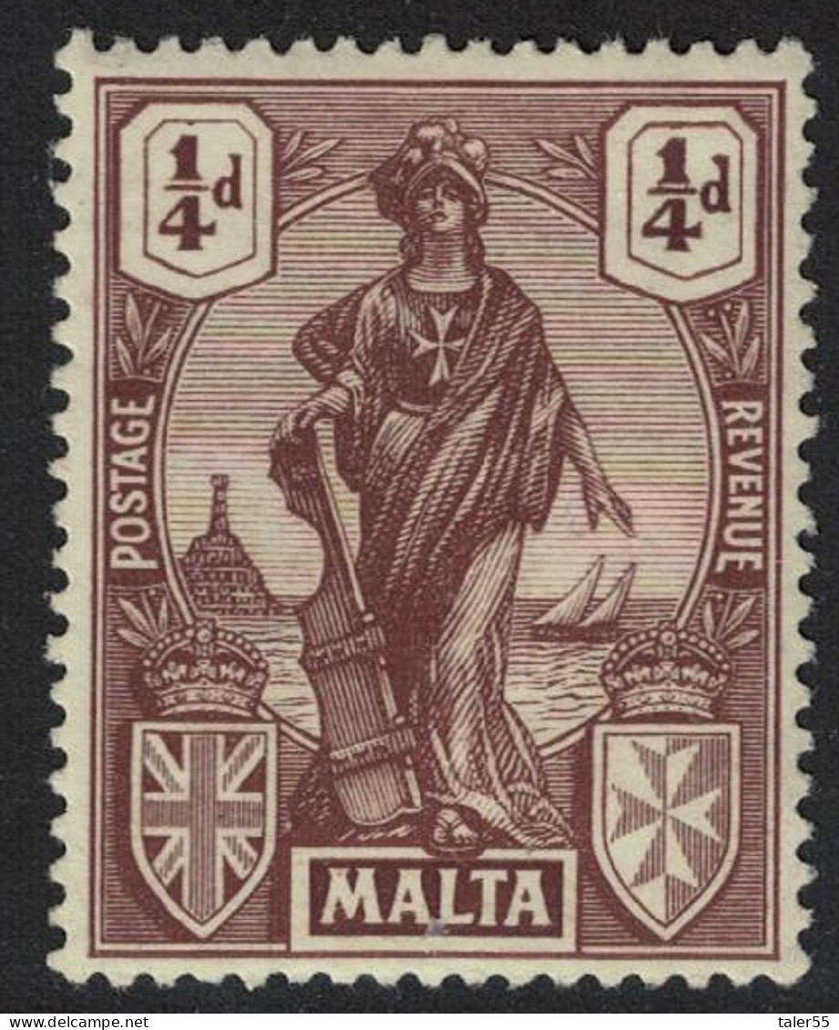 Malta Allegory ¼d. - Brown 1922 MH SG#123 - Malte (...-1964)