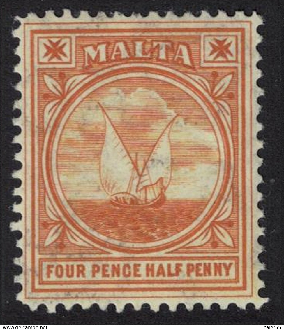 Malta Gozo Fishing Boat 4½d. - Brown Wmk Multi Crown 1905 MH SG#57 - Malte (...-1964)