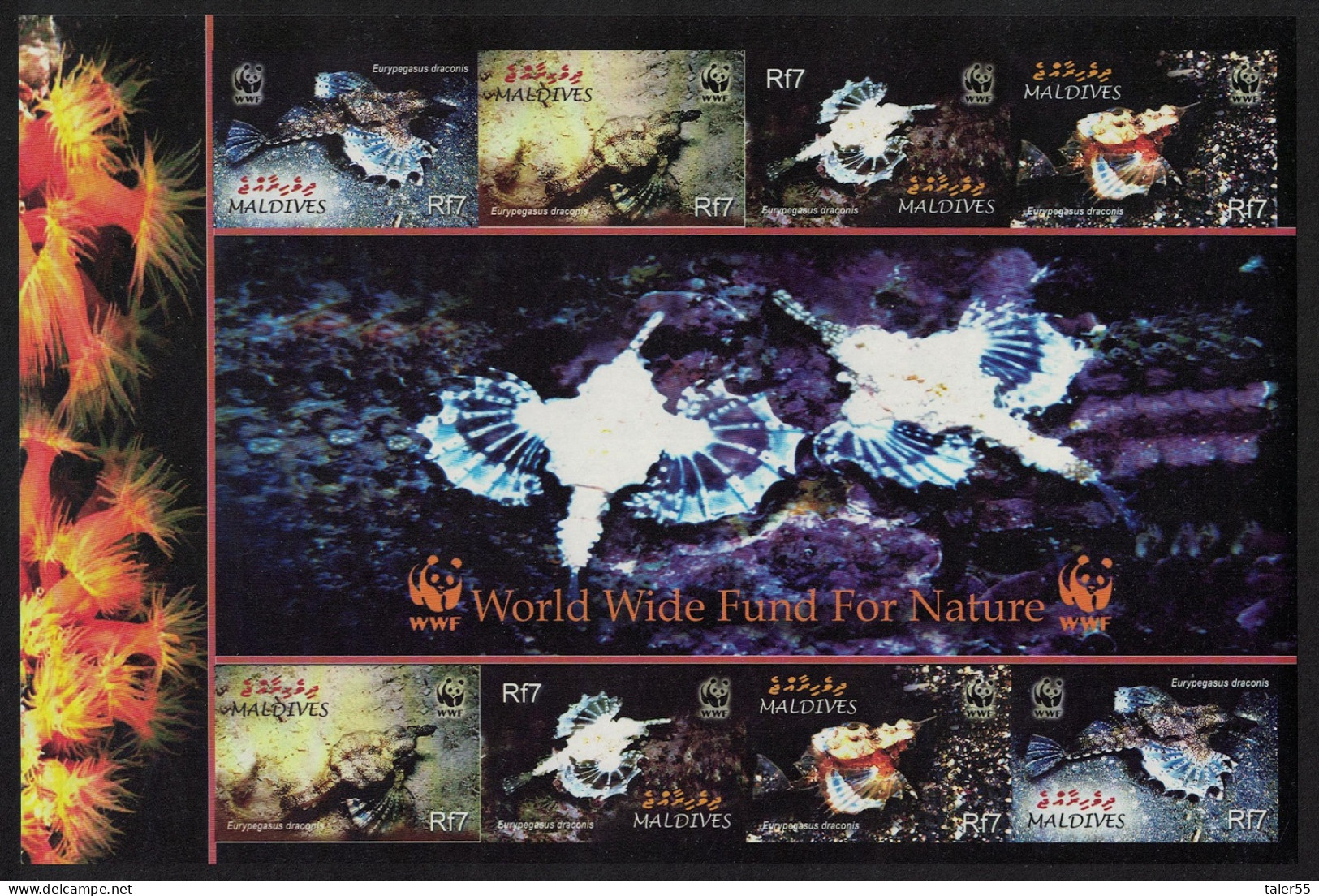 Maldives WWF Dragonfish Imperf MS 2004 MNH SG#3966-3969 MI#4407-4410 Sc#2839 A-d - Malediven (1965-...)