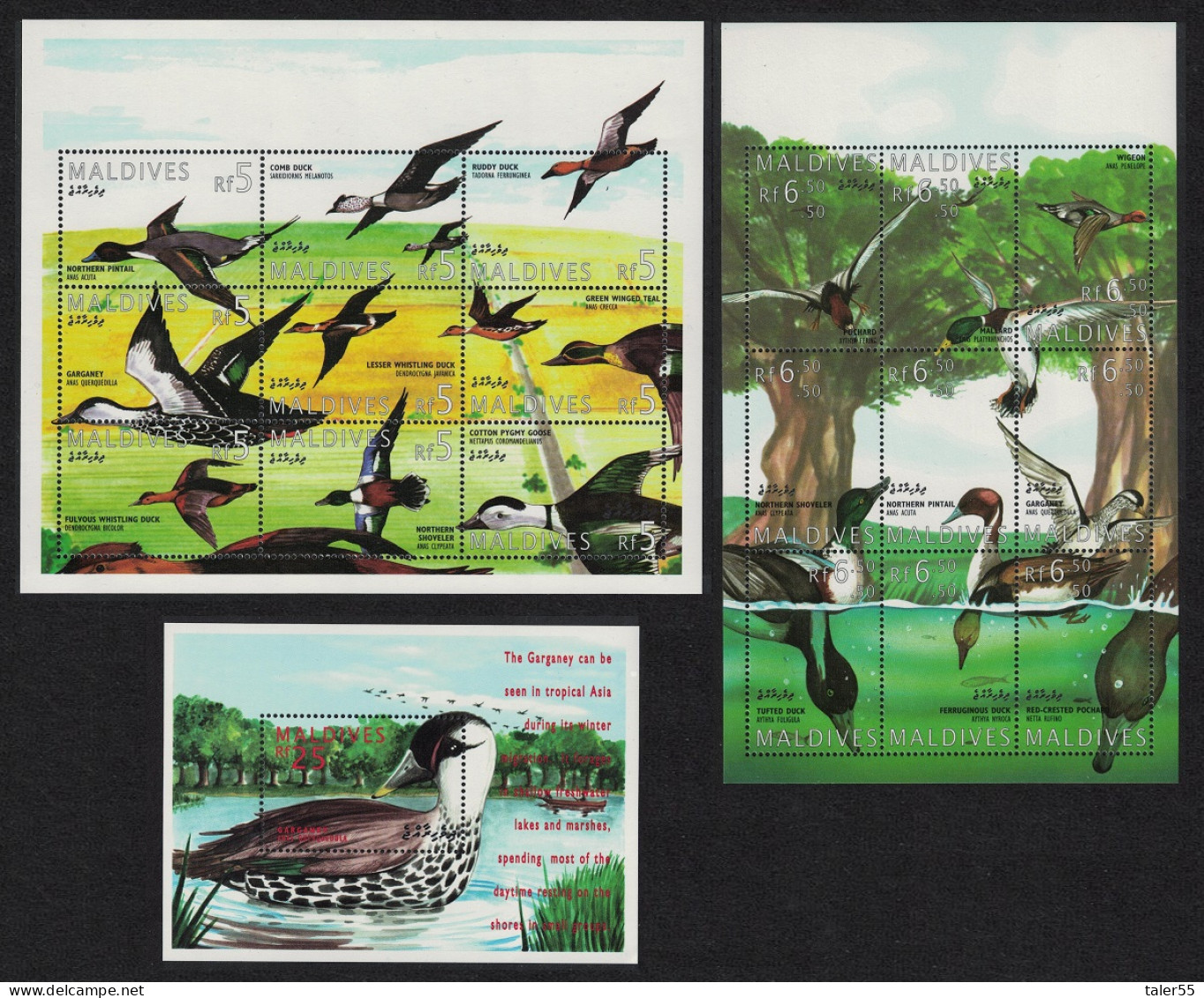 Maldives Ducks 2 Sheetlets+MS 1995 MNH SG#2163-MS2181 - Maldivas (1965-...)