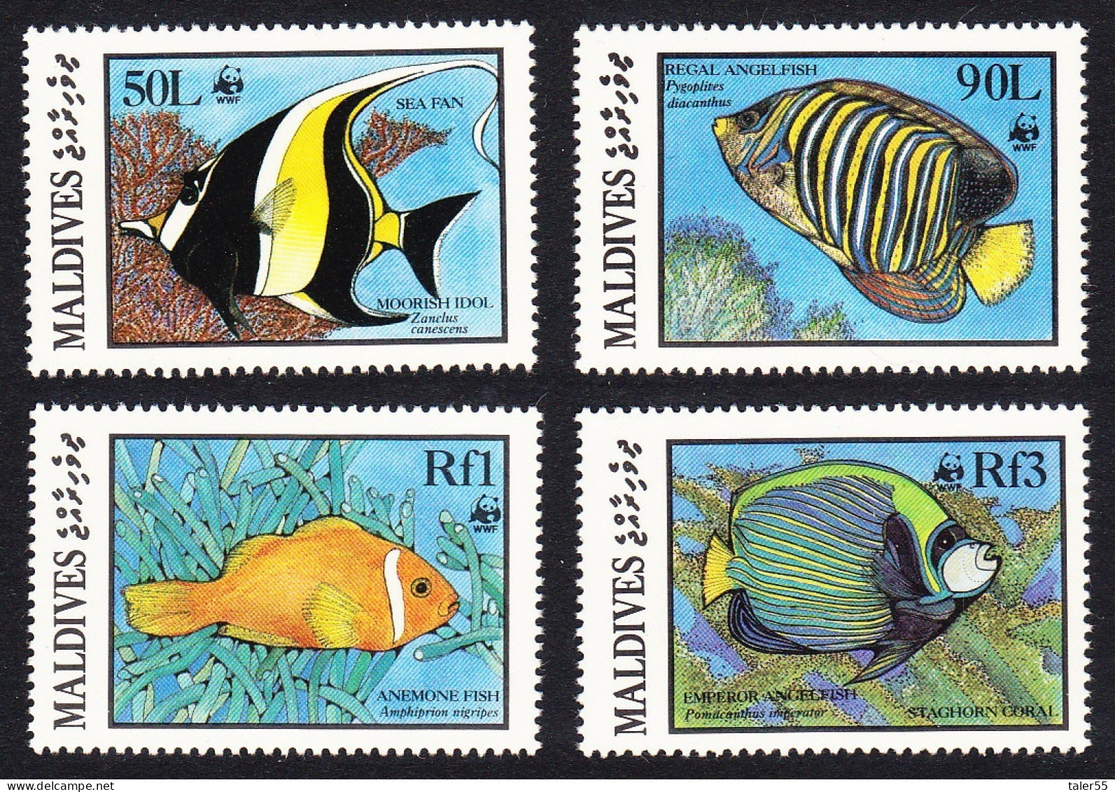 Maldives WWF Fish 4v 1986 MNH SG#1183=1187 MI#1198-1201 Sc#1185-1187+ 89 - Maldivas (1965-...)