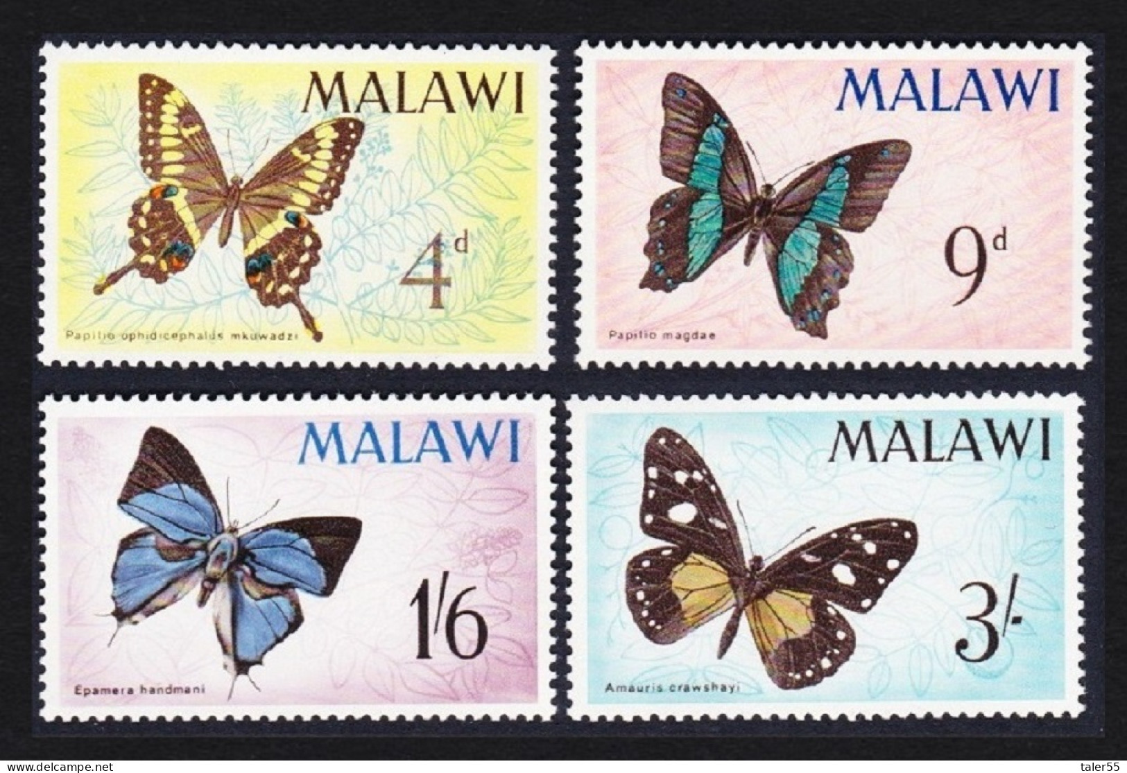 Malawi Butterflies 4v 1966 MNH SG#247-250 MI#37-40 - Malawi (1964-...)
