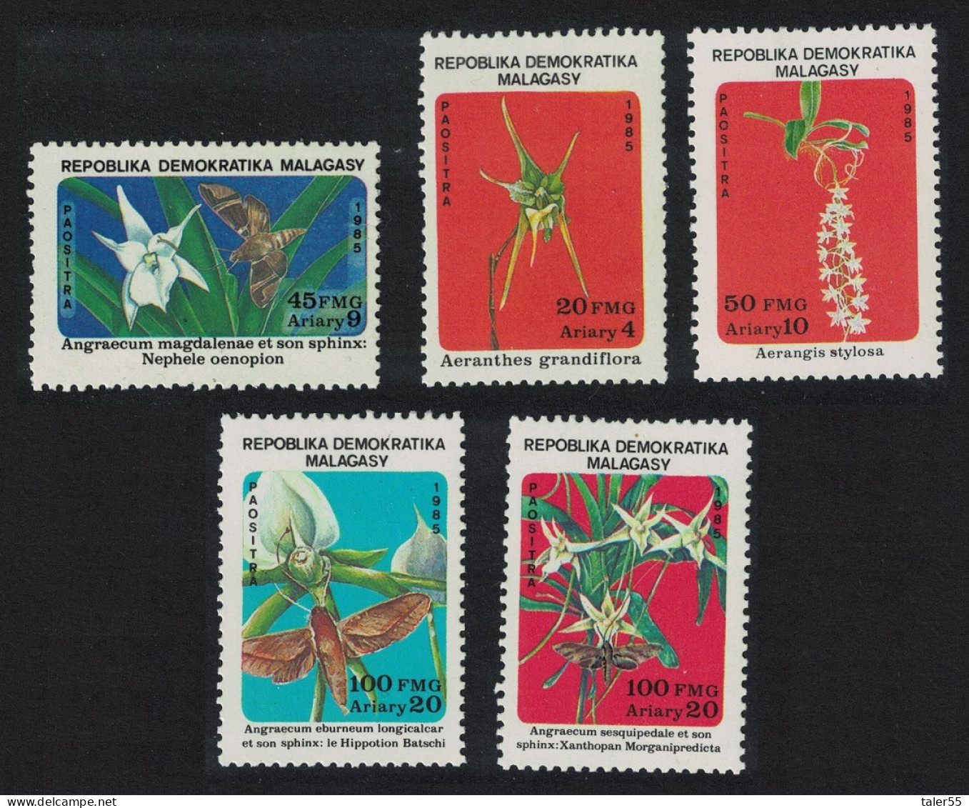Malagasy Rep. Butterflies Orchids 5v 1985 MNH SG#562-566 MI#999-1003 - Madagascar (1960-...)
