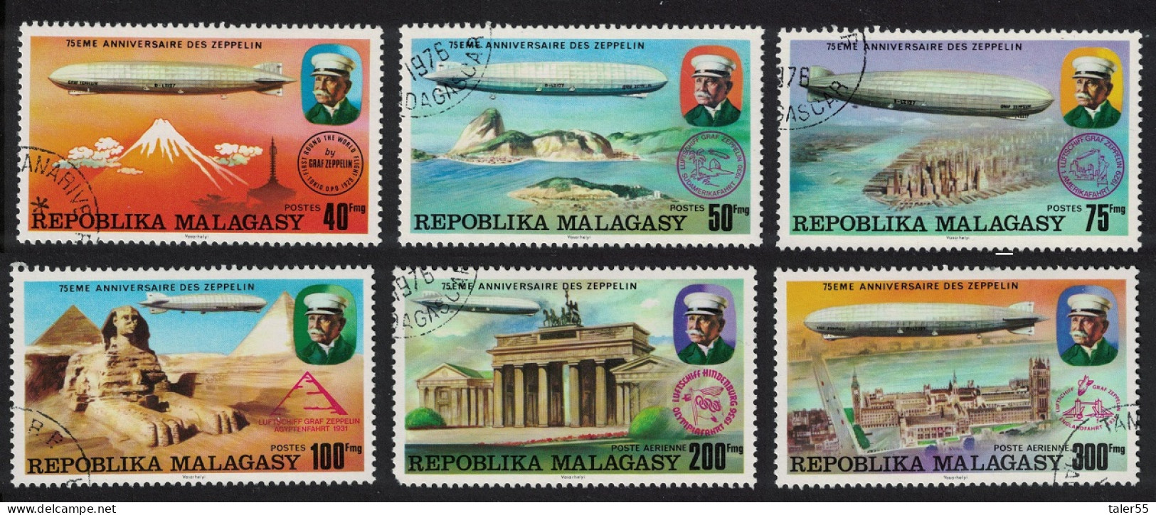 Malagasy Rep. 75th Anniversary Of Zeppelin 6v Def 1976 SG#346-351 Sc#545-548+C158-159 - Madagascar (1960-...)