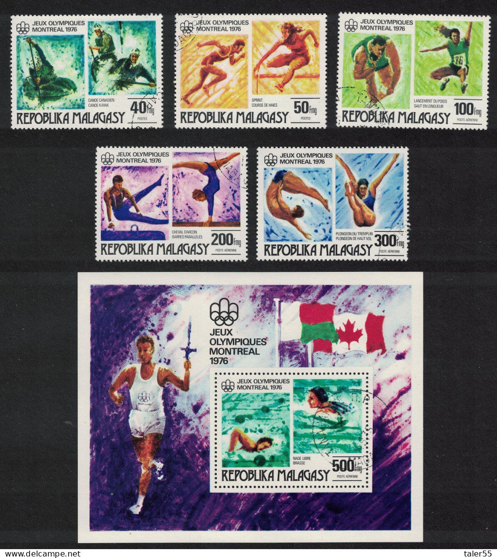Malagasy Rep. Olympic Games Montreal 5v+MS 1976 CTO SG#338-MS343 - Madagascar (1960-...)