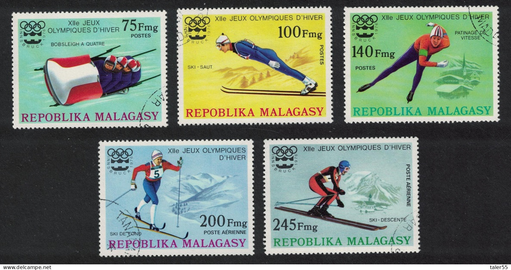 Malagasy Rep. Winter Olympic Games Innsbruck 5v 1975 CTO SG#330-334 Sc#538-540+C149-C150 - Madagascar (1960-...)