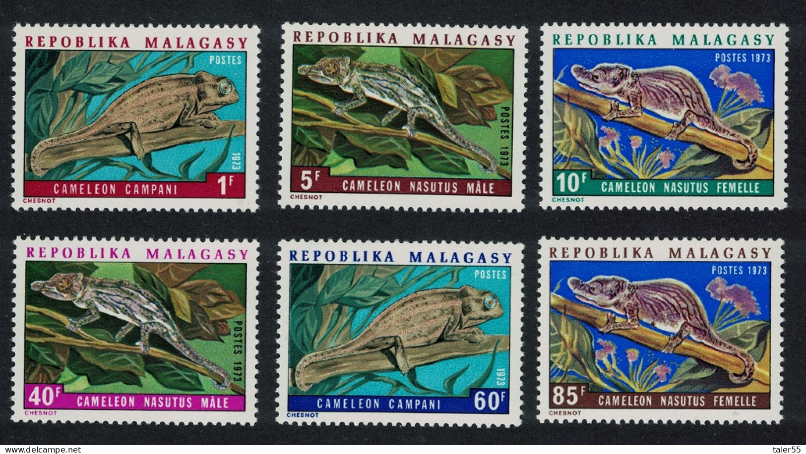 Malagasy Rep. Chameleons 6v 1973 MNH SG#246-251 - Madagaskar (1960-...)