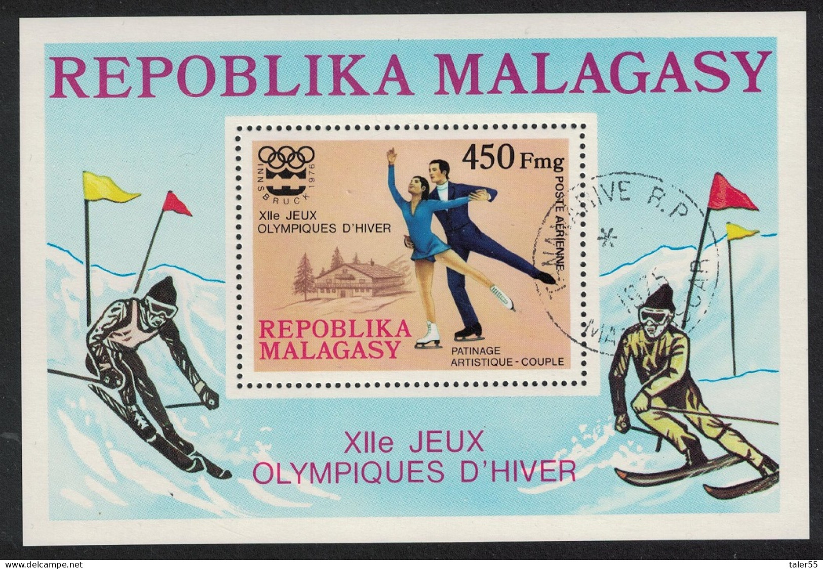 Malagasy Rep. Winter Olympic Games Innsbruck MS 1975 CTO SG#MS335 Sc#538-540+C149-C150 - Madagascar (1960-...)
