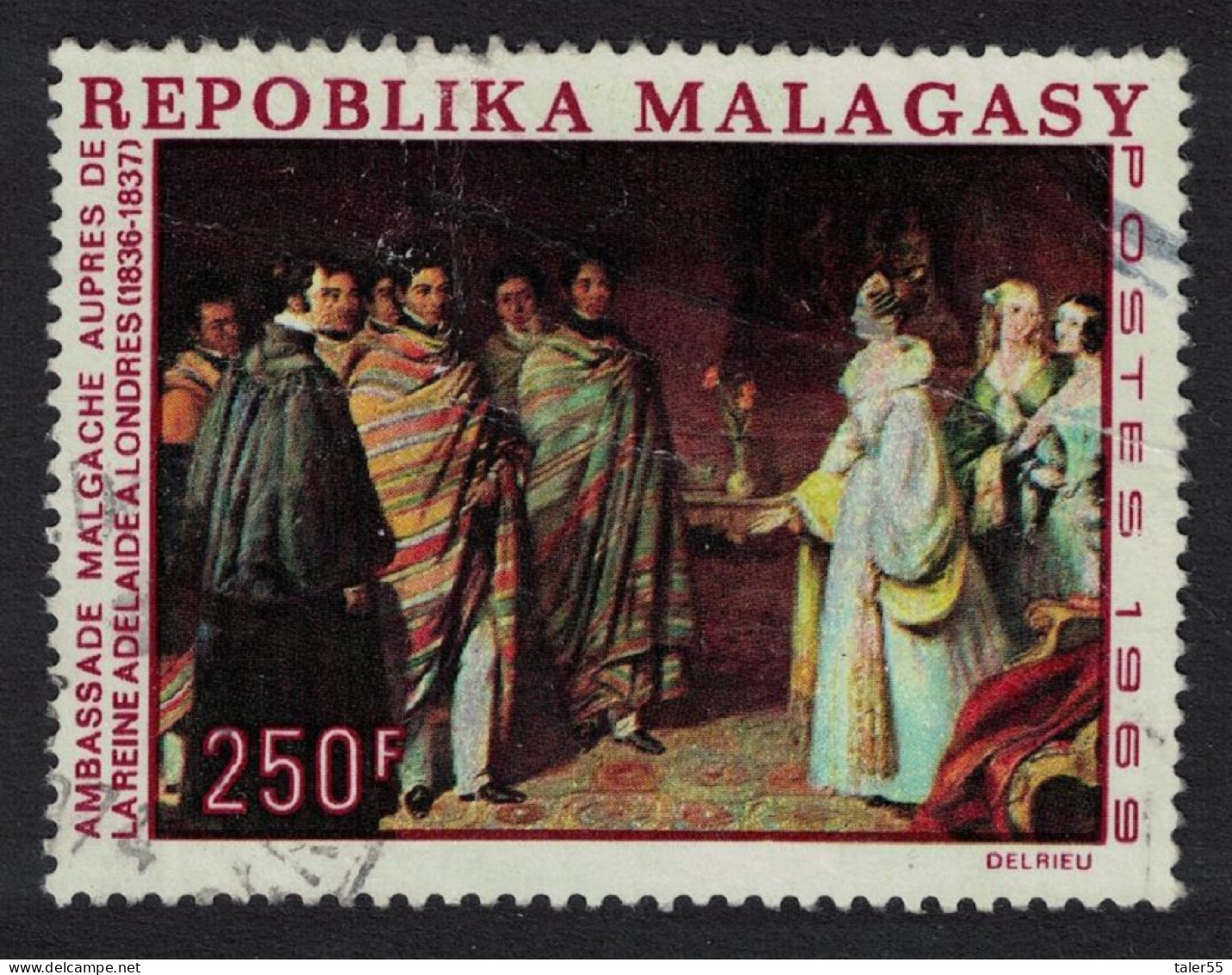 Malagasy Rep. 'Queen Adelaide Receiving Malagasy Mission' Painting 1969 Canc SG#160 Sc#422 - Madagascar (1960-...)
