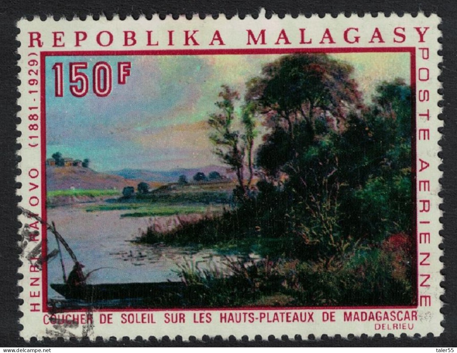 Malagasy Rep. 'Sunset On The High Plateaux' Painting By H. Ratovo 1969 Canc SG#169 Sc#C94 - Madagascar (1960-...)