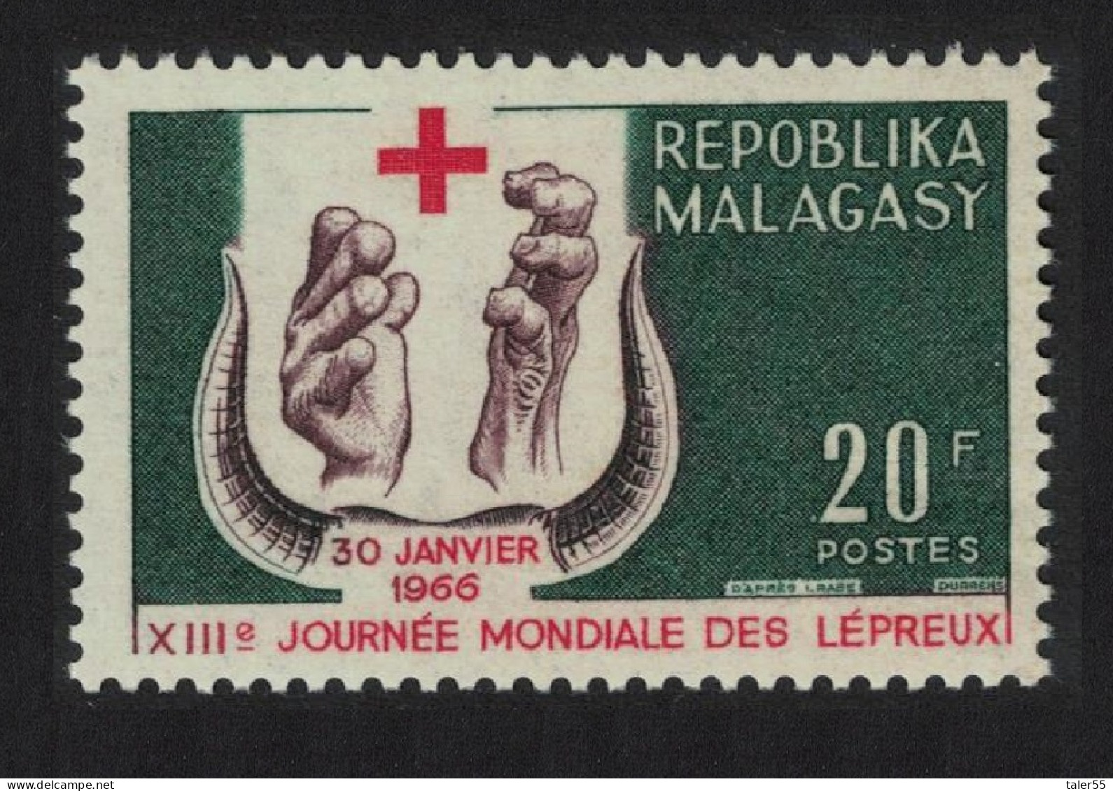 Malagasy Rep. World Leprosy Day 1966 MNH SG#110 - Madagascar (1960-...)