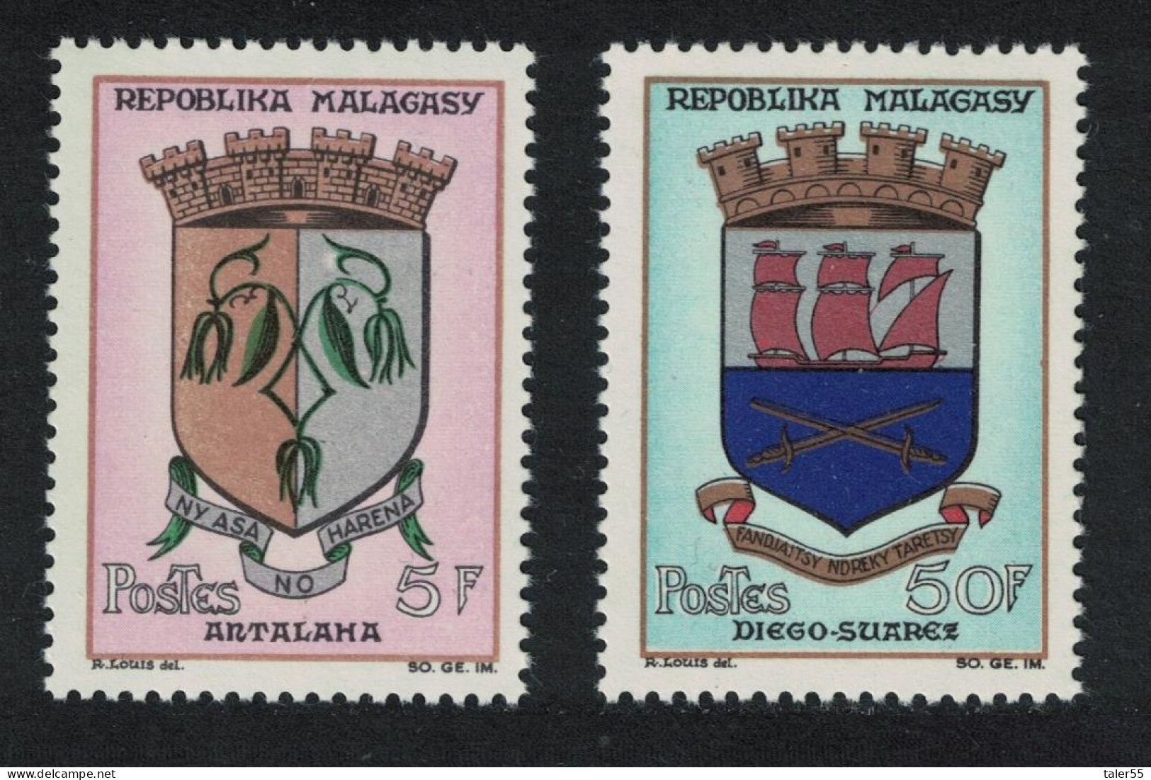 Malagasy Rep. Town Arms 3rd Series 2v 1963 MNH SG#72+77 - Madagascar (1960-...)