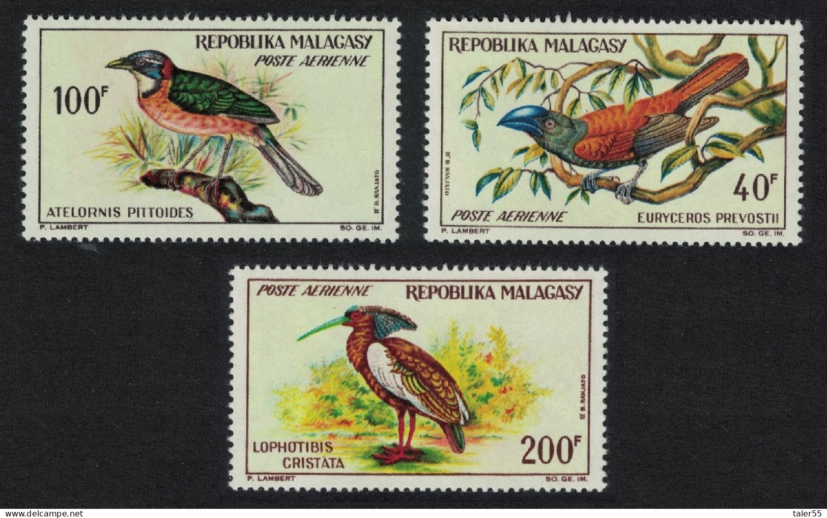 Malagasy Rep. Pigeon Roller Ibis Birds 3v 1963 MH SG#64-66 - Madagascar (1960-...)