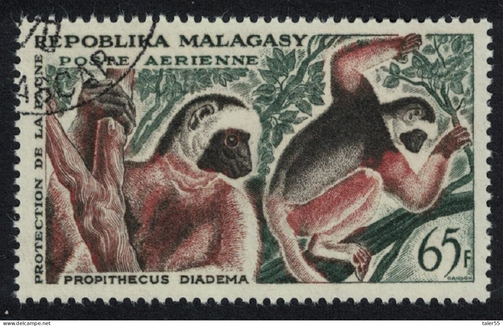 Malagasy Rep. Lemurs 65f Key Value 1961 Mint SG#34 MI#472 Sc#C69 - Madagaskar (1960-...)