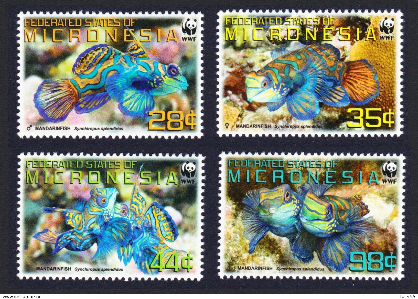 Micronesia WWF Mandarinfish 4v 2009 MNH MI#2052-2055 Sc#848a-d - Mikronesien