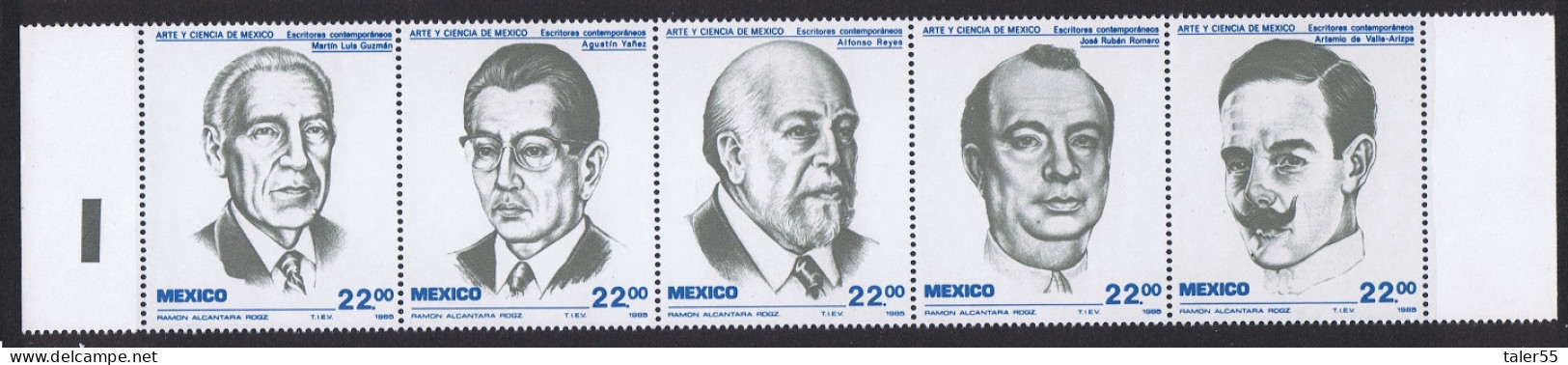 Mexico Mexican Scientists Strip Of 5 Unfolded 1985 MNH SG#1750-1754 Sc#1397a - Messico