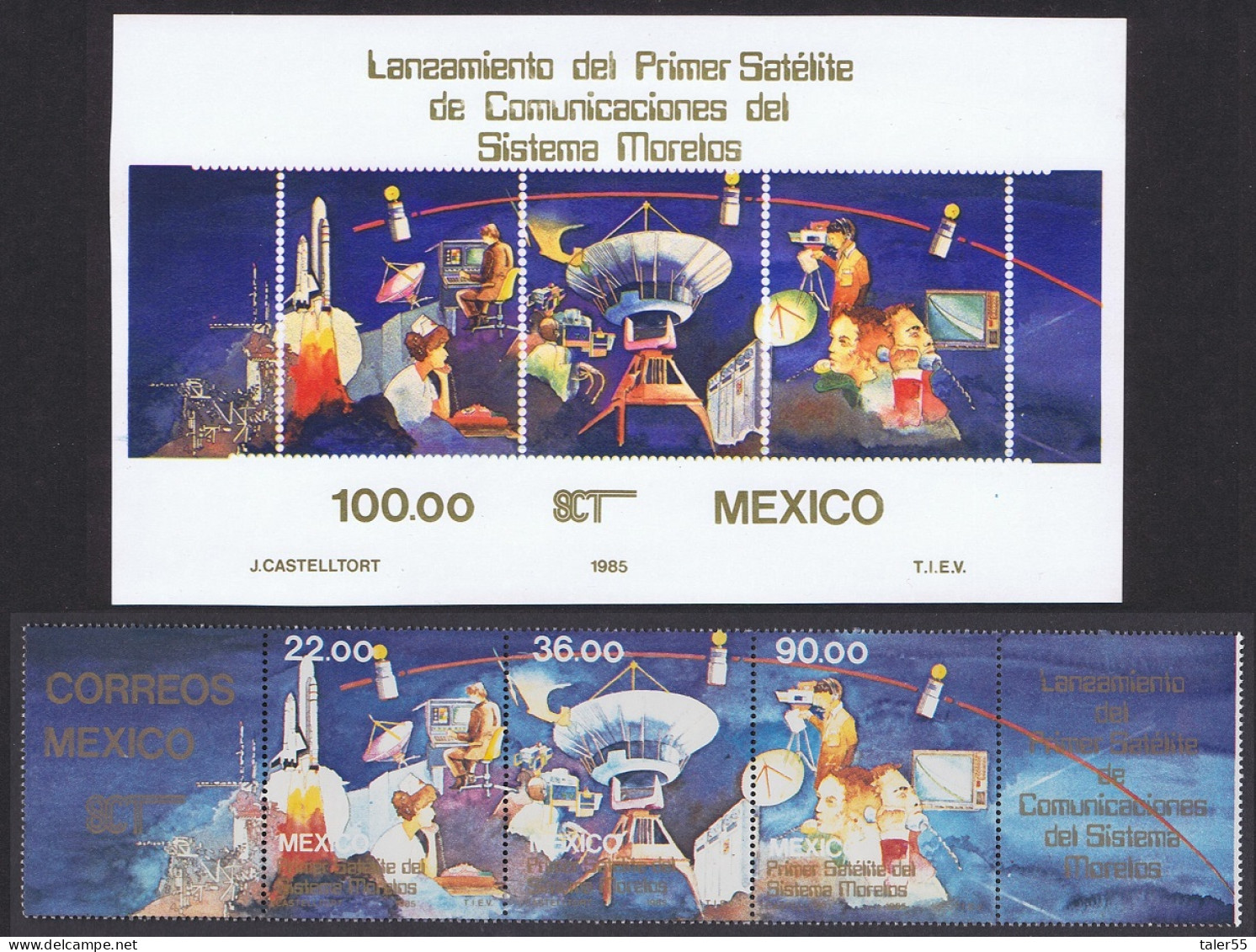 Mexico Space First Mexican Satellite 3v+MS 1985 MNH SG#1743-MS1746 Sc#1388a+1389 - Messico