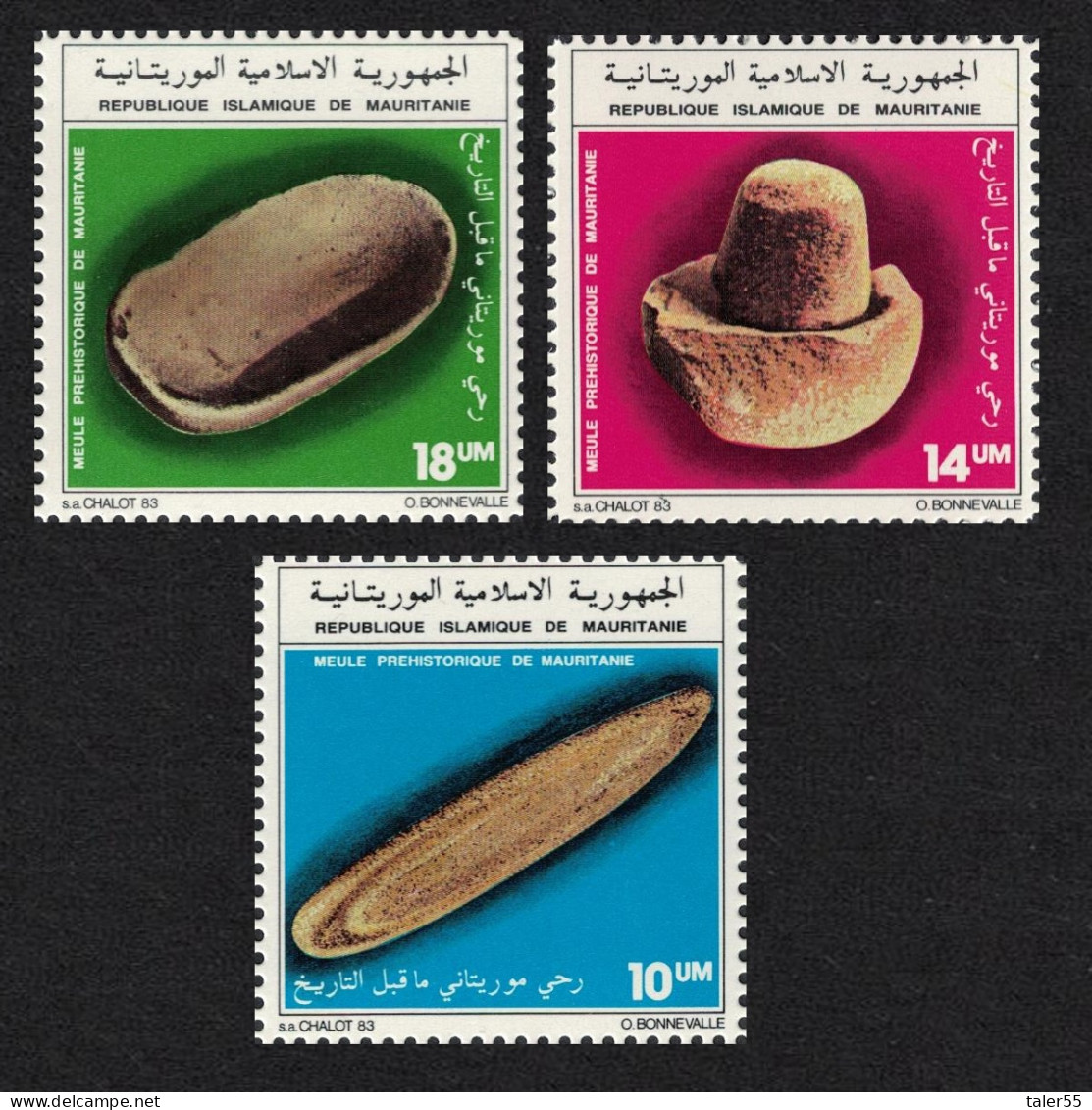 Mauritania Prehistoric Grindstones Archaeology 3v 1983 MNH SG#773-775 MI#798-800 Sc#545-547 - Mauritania (1960-...)