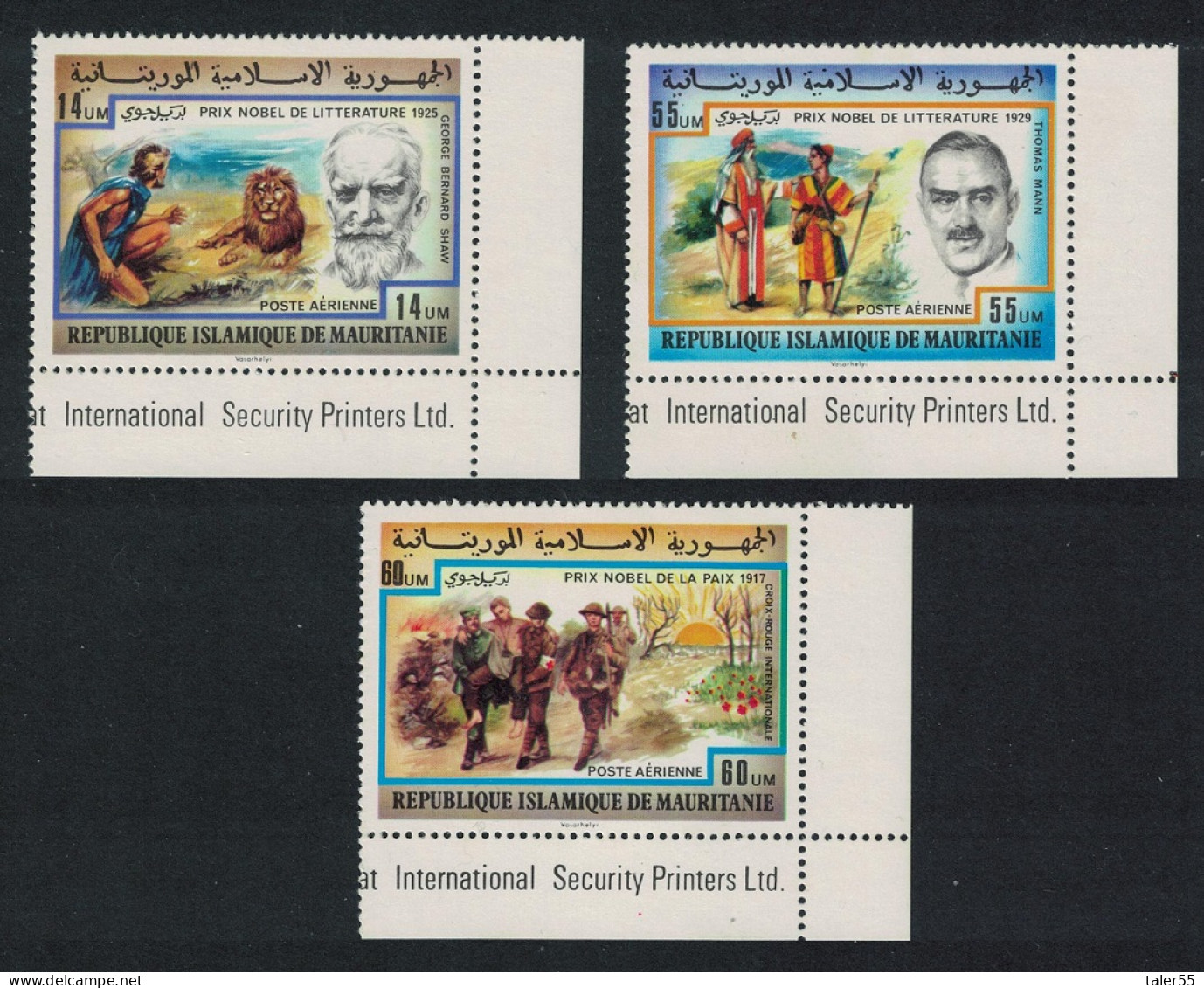 Mauritania Nobel Prize Winners 3v Corners 1977 MNH SG#543-545 - Mauritania (1960-...)