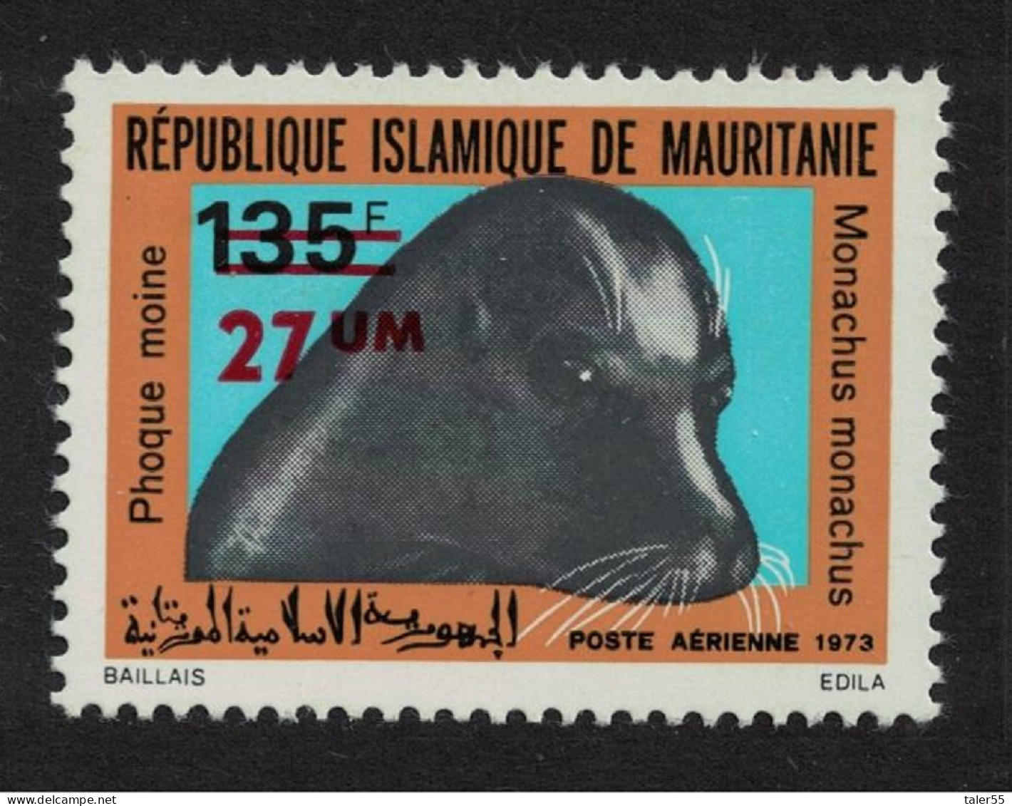 Mauritania Mediterranean Monk Seal Air Overprint 1974 MNH SG#444 MI#466 - Mauritania (1960-...)