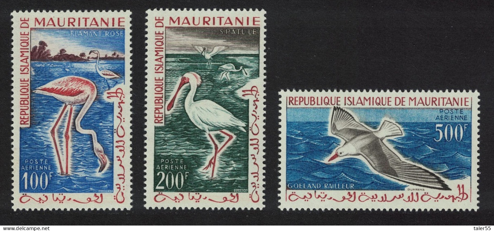 Mauritania Flaming Spoonbill Gull Birds 3v 1961 MNH SG#146-148 MI#178-180 Sc#C14-C16 - Mauretanien (1960-...)