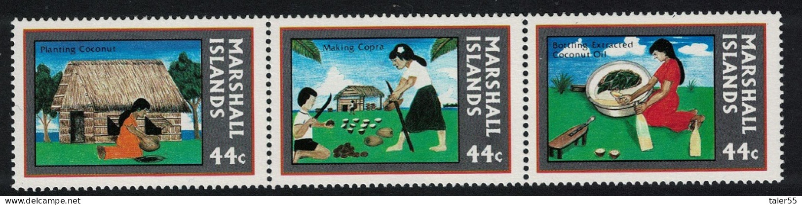 Marshall Is. Copra Industry 3v Strip 1987 MNH SG#136-138 - Marshall