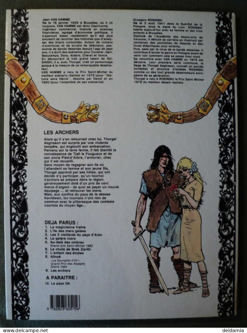 THORGAL TOME 9. EO DE 1985. LES ARCHERS PAR ROSINSKI ET VAN HAMME. EDITIONS DU LOMBARD. - Thorgal