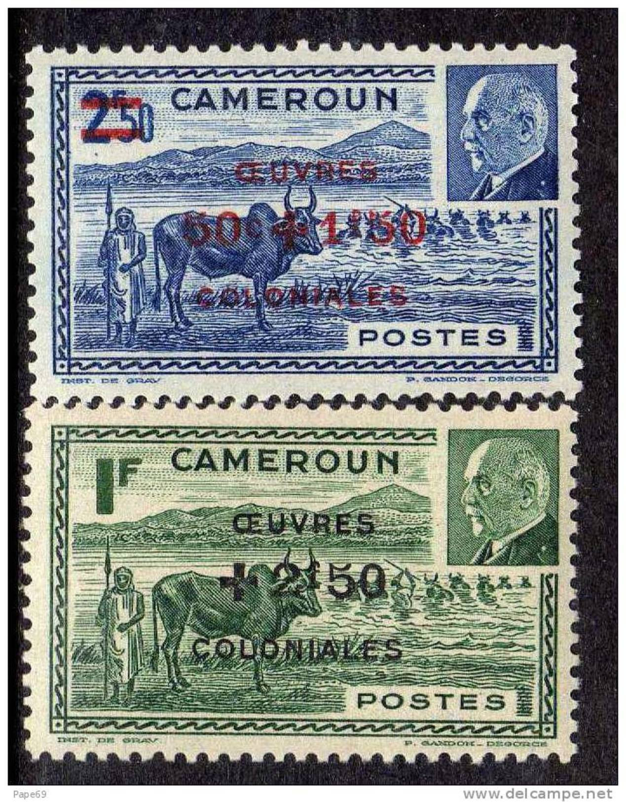 Cameroun N° 263/64 XX Timbres De 1941 (troupeau Et Mal Pétain), La Paire Surchargée Oeuvre Coloniale Sans Charnière, TB - Nuevos