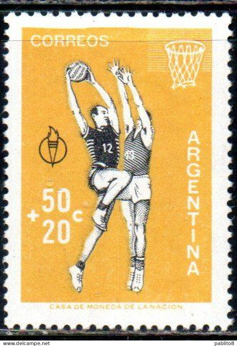 ARGENTINA 1959 PAN AMERICAN GAMES CHICAGO BASKETBALL PLAYERS 50c + 20c MNH - Nuevos