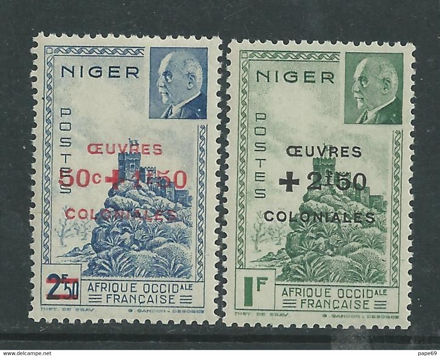 Niger N°  95 / 96  XX Forteresse De Zinder Et Mal Pétain Surchargé Oeuvres Coloniales, La Paire  Sans Charnière, TB - Autres & Non Classés