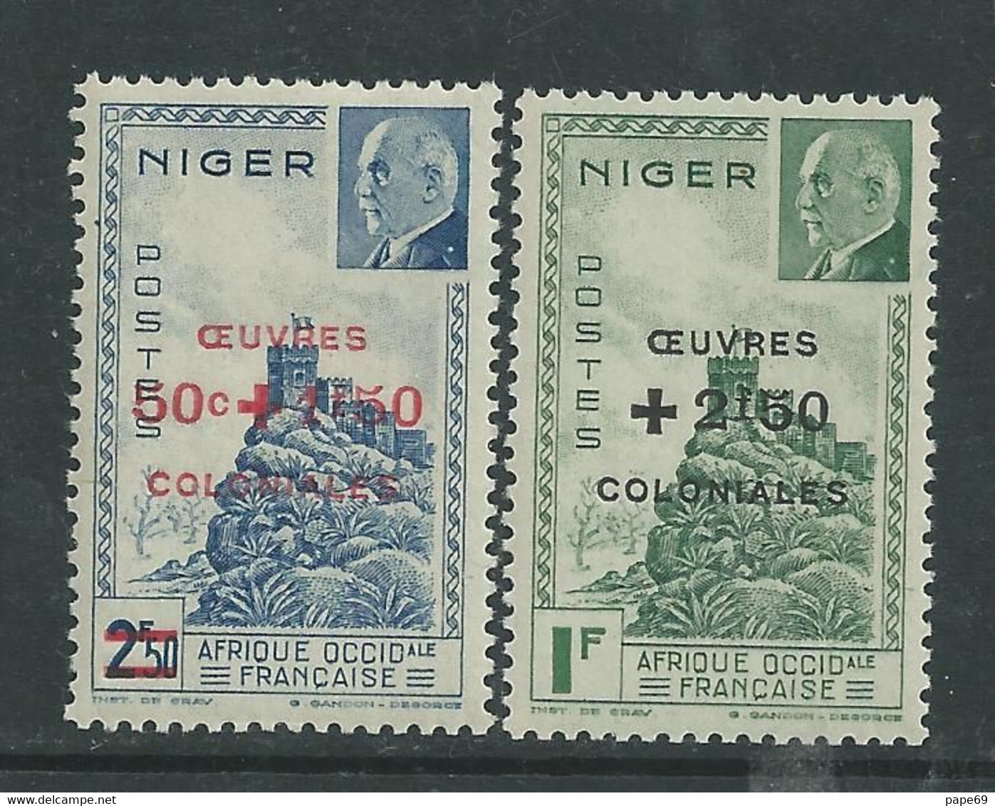 Niger N°  95 / 96  XX Forteresse De Zinder Et Mal Pétain Surchargé Oeuvres Coloniales, La Paire  Sans Charnière, TB - Altri & Non Classificati