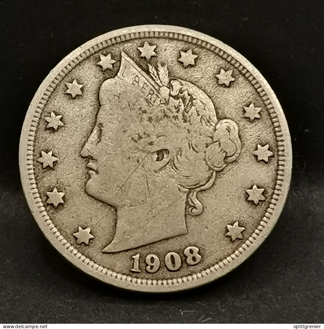 5 CENTS LIBERTY NICKEL AVEC CENTS 1908 USA - 1883-1913: Liberty (Liberté)