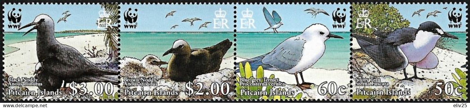 Pitcairn Islands 2007, WWF Birds Terns & Noddies - Strip Of 4 V. MNH - Nuevos