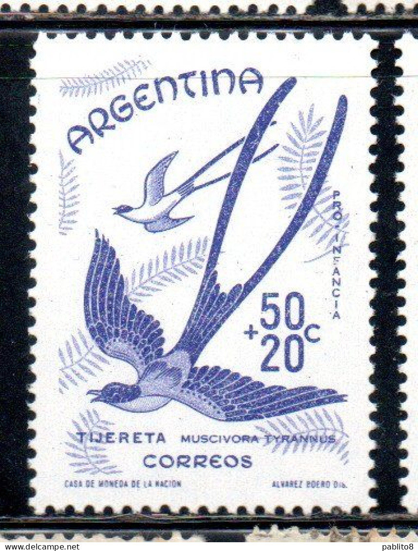 ARGENTINA 1960 CHILD WELFARE WORK FORK.TAILED FLYCATCHERS 50c + 20c MNH - Unused Stamps