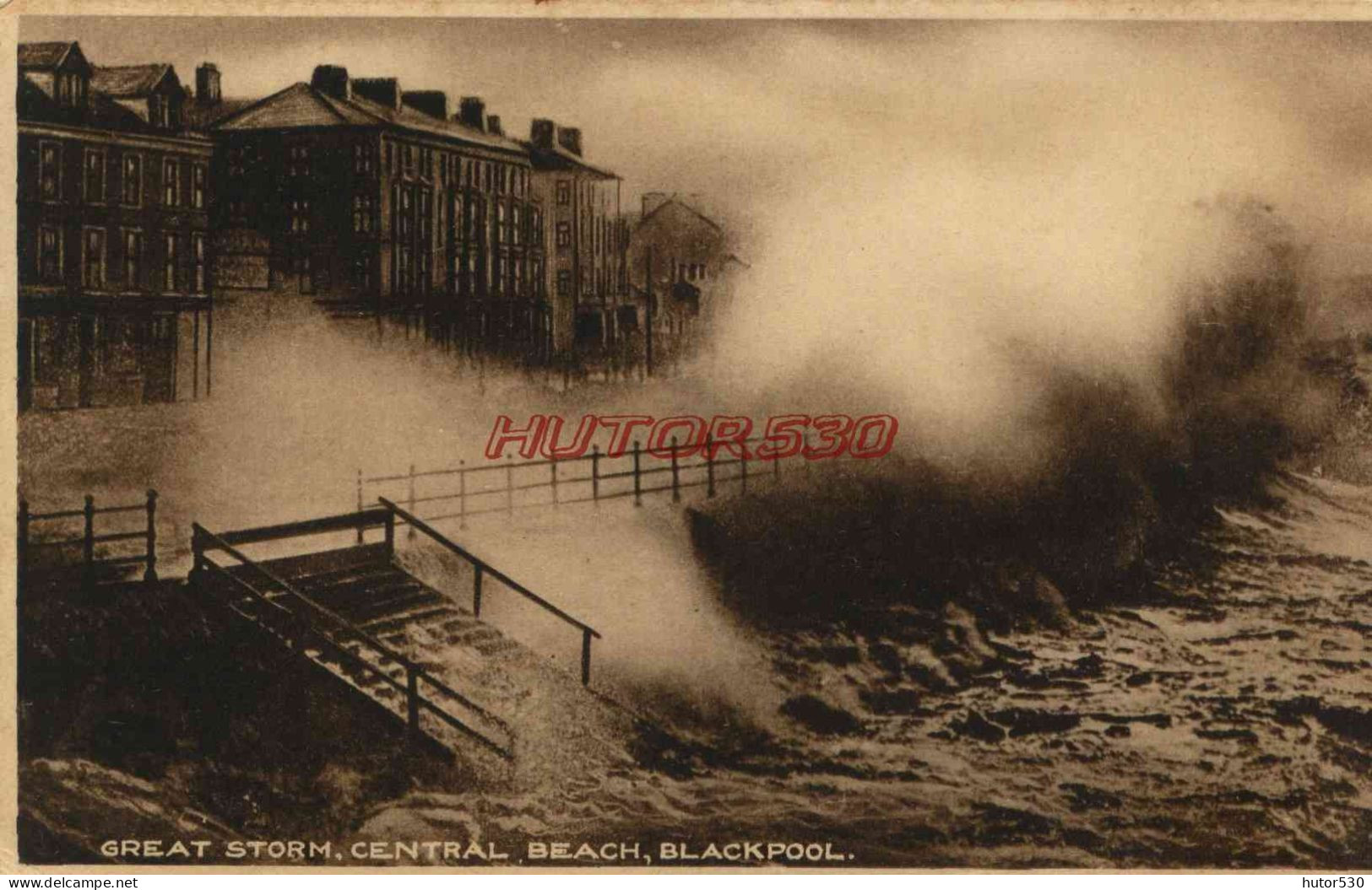 CPA BLACKPOOL - ROYAUME - UNIS - GREAT STORM CENTRAL BEACH - Blackpool