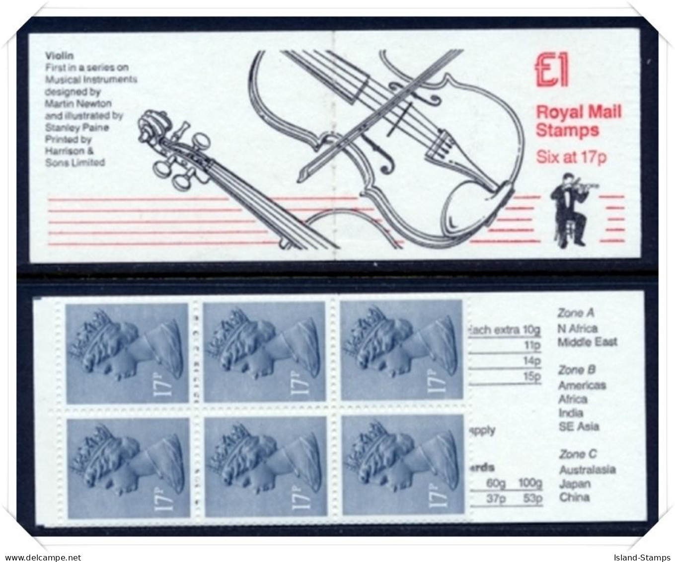 FH5 Musical Instruments Design 1 Violin Plain (£1.00 Folded Booklets) NB1-4 - Carnets