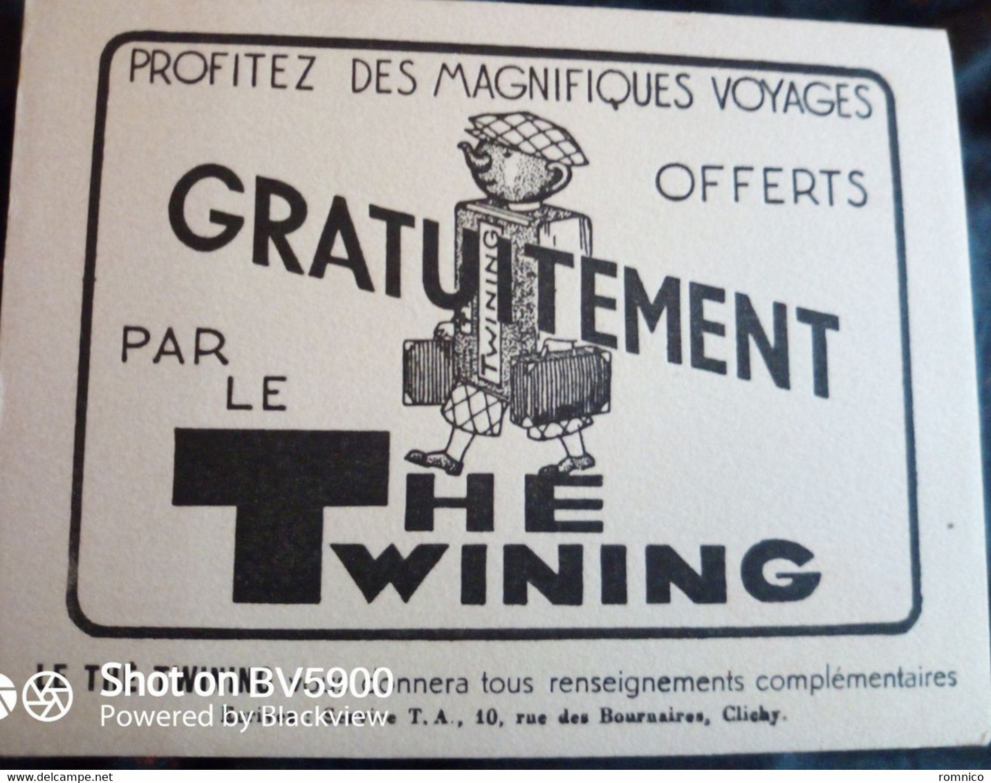 Superbe Buvard Thé Twining - Café & Té