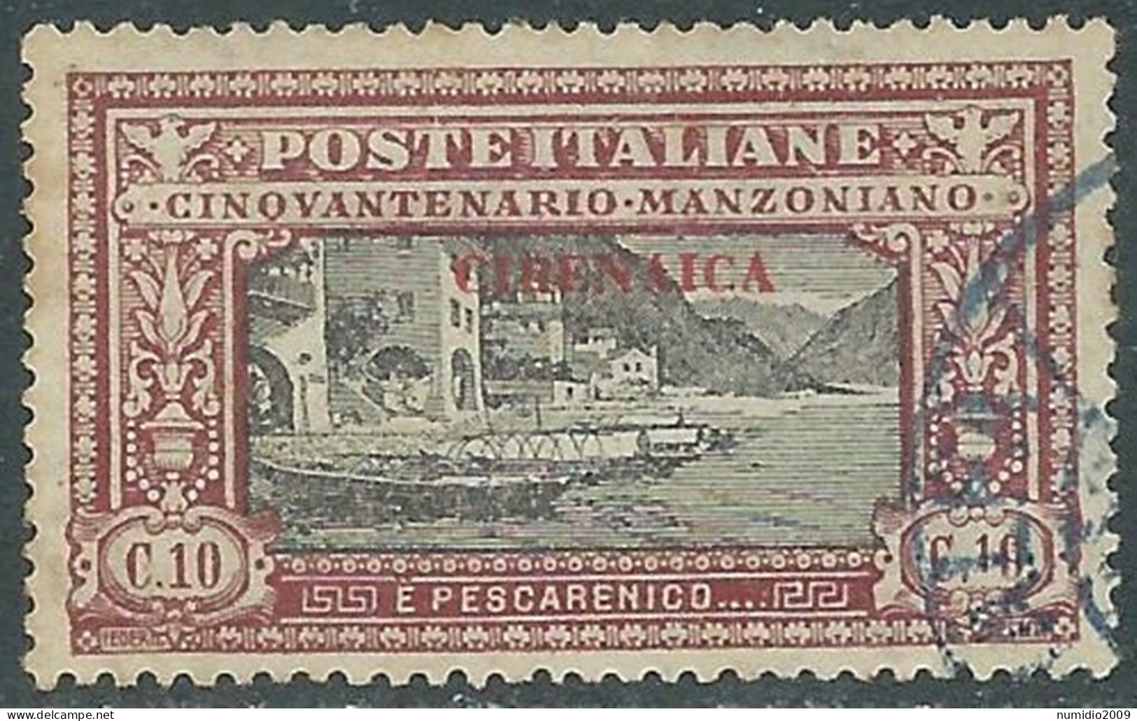 1924 CIRENAICA USATO MANZONI 10 CENT - RA12-3 - Cirenaica