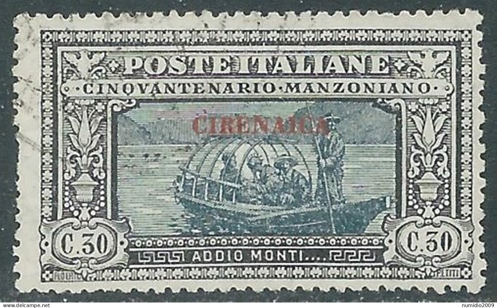 1924 CIRENAICA USATO MANZONI 30 CENT - RA12-2 - Cirenaica