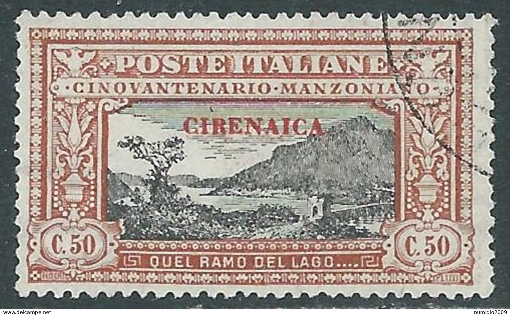 1924 CIRENAICA USATO MANZONI 50 CENT - RA12-2 - Cirenaica