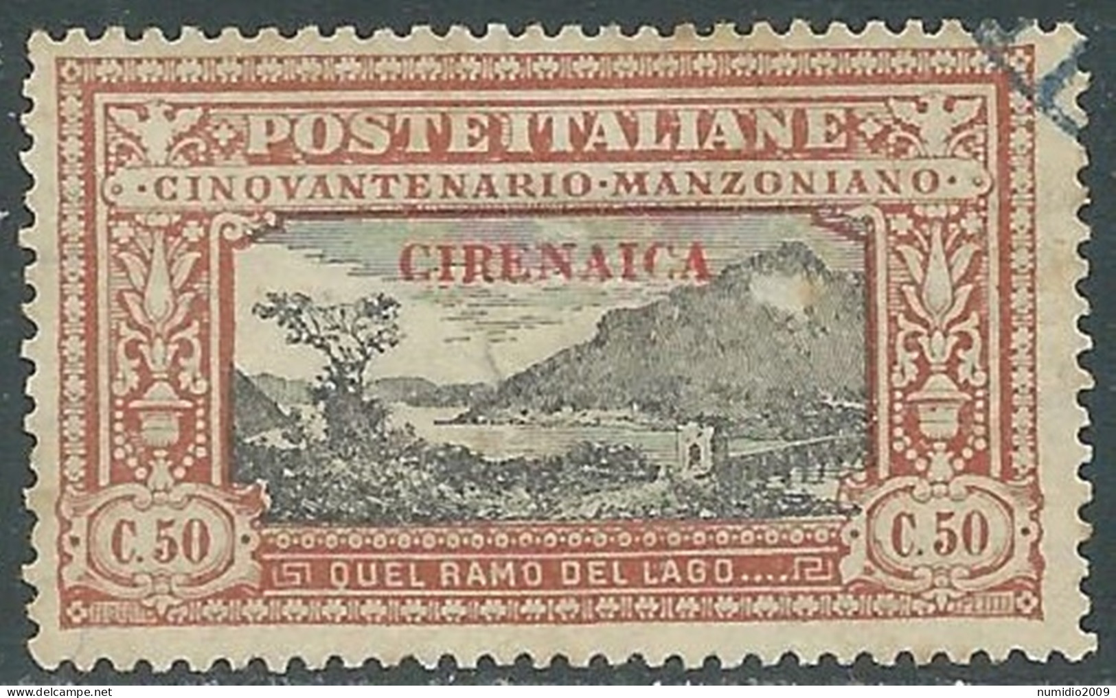 1924 CIRENAICA USATO MANZONI 50 CENT - RA12-3 - Cirenaica