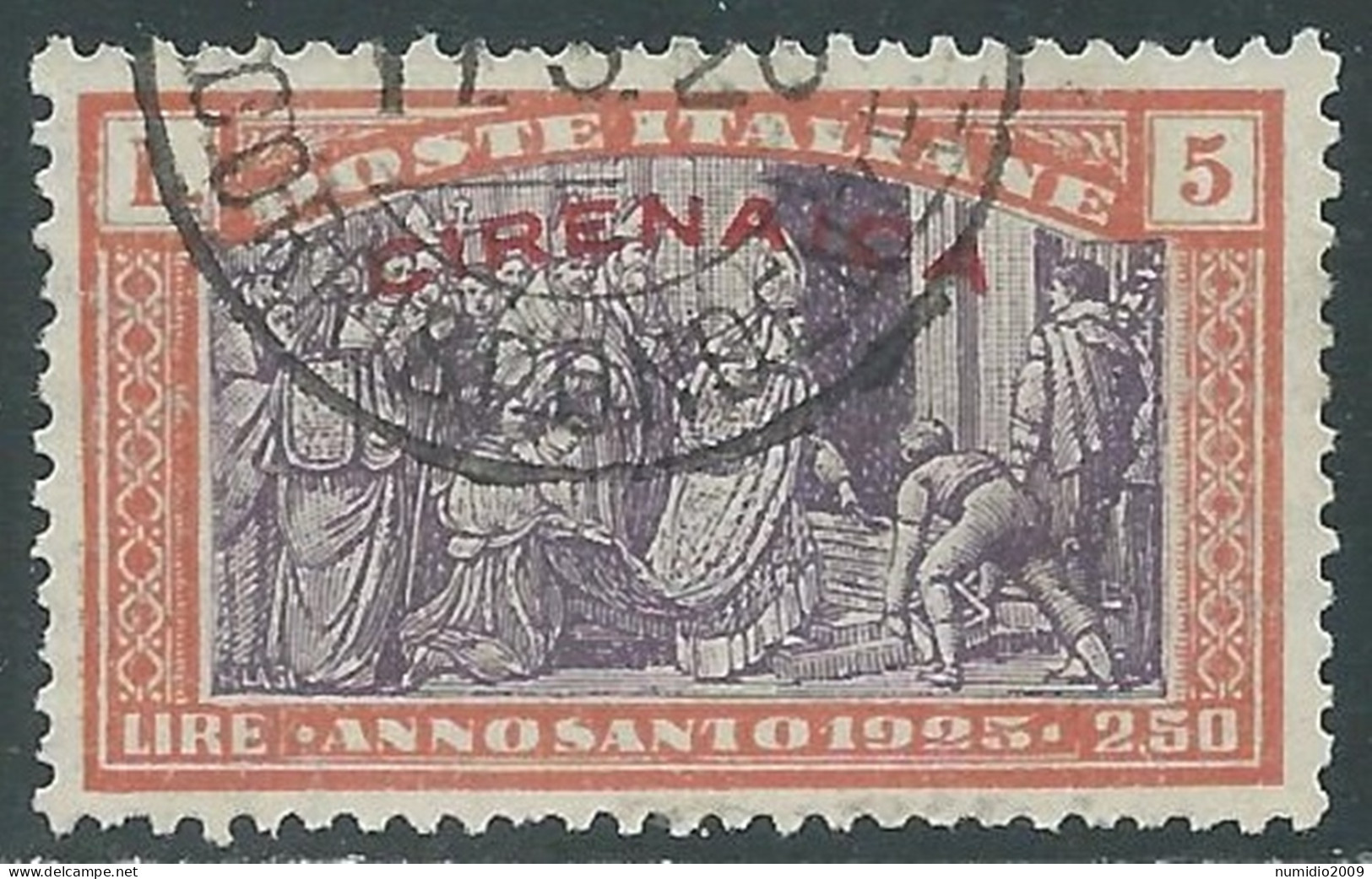 1925 CIRENAICA USATO ANNO SANTO 5 LIRE - RA12-2 - Cirenaica
