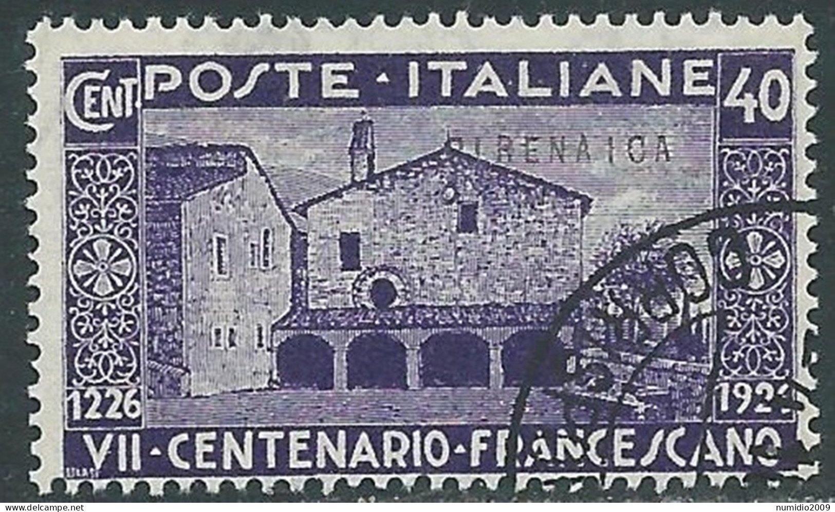 1926 CIRENAICA USATO S. FRANCESCO 40 CENT - RA12-2 - Cirenaica