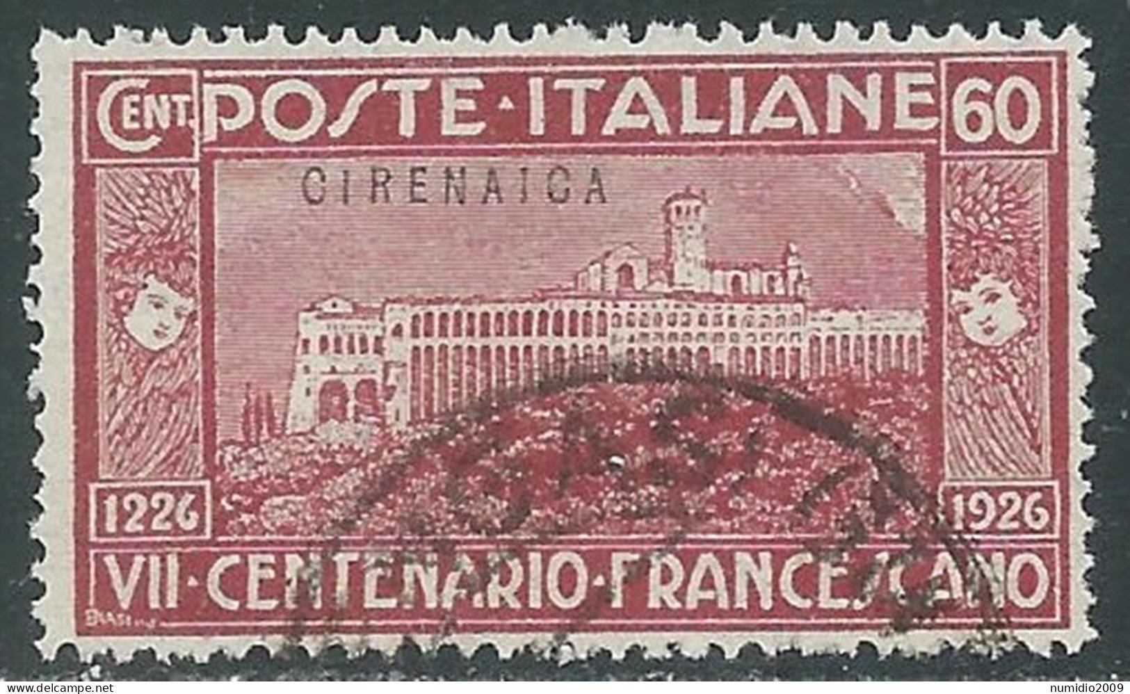 1926 CIRENAICA USATO S. FRANCESCO 60 CENT - RA12-2 - Cirenaica