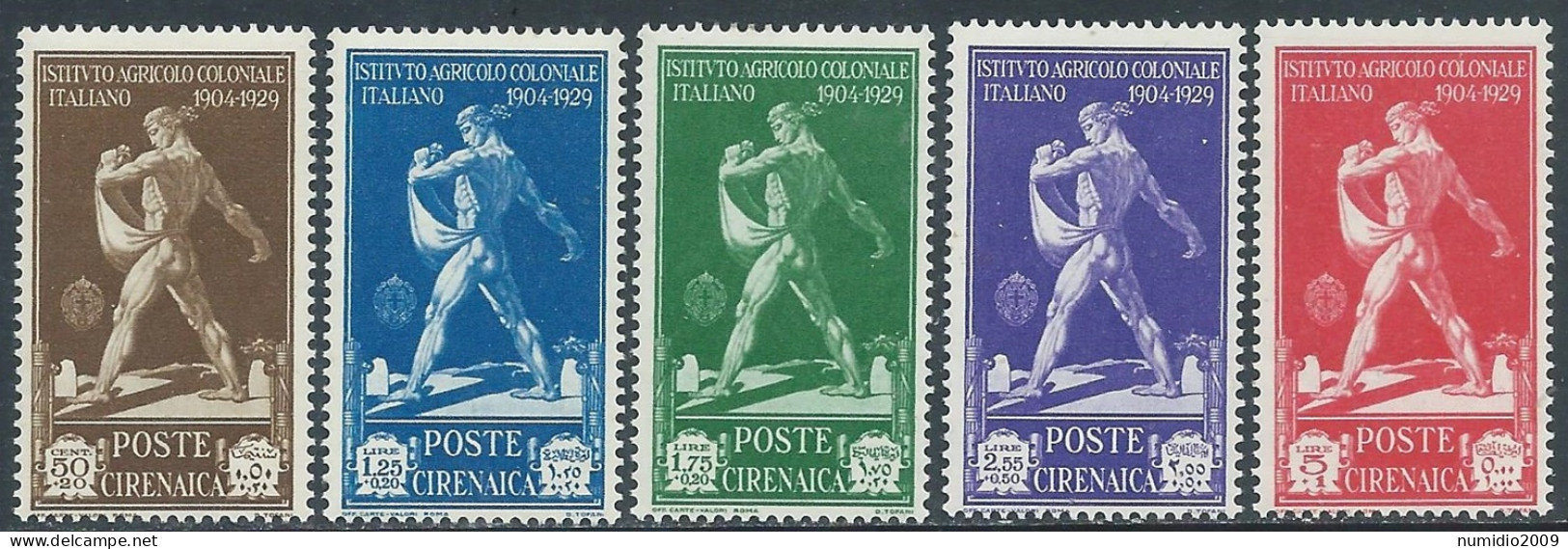 1928 CIRENAICA PRO SOCIETA ISTITUTO AGRICOLO 5 VALORI MNH ** - RA29-2 - Cirenaica