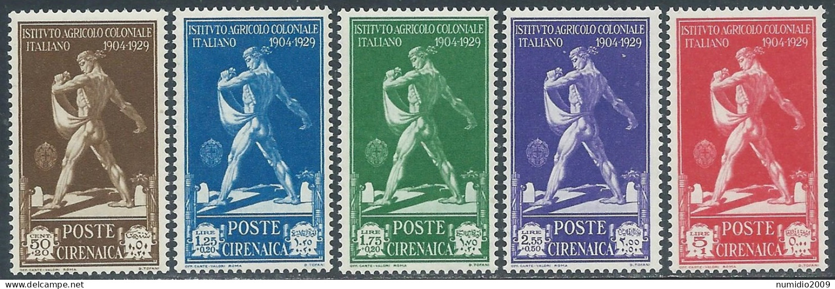 1928 CIRENAICA PRO SOCIETA ISTITUTO AGRICOLO 5 VALORI MNH ** - RA29-3 - Cirenaica