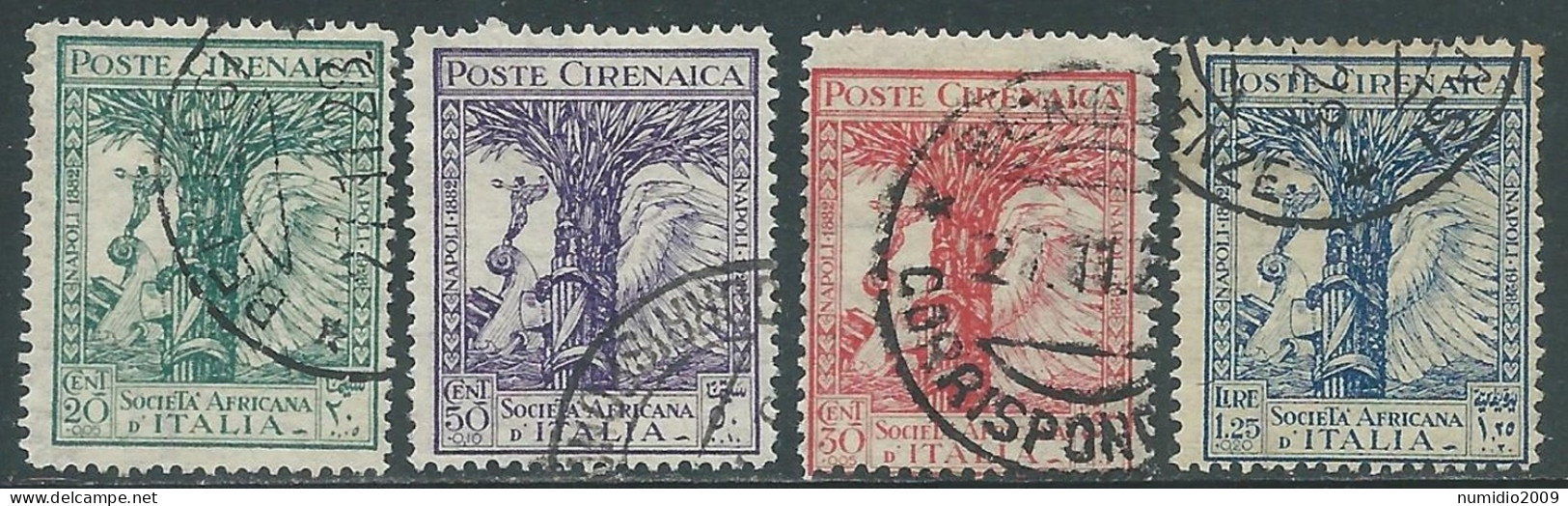 1928 CIRENAICA USATO PRO SOCIETA AFRICANA 4 VALORI - RA12-4 - Cirenaica